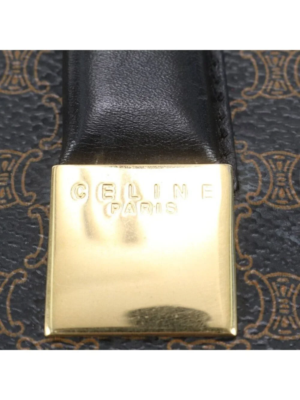 Celine Macadam Triomphe Leather Handbag Tote Black
